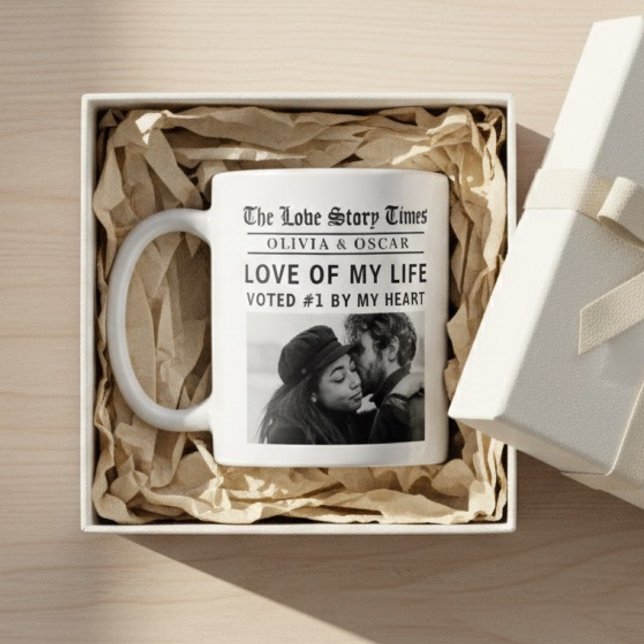 Personalized Love Story Photo | Love of My Life Kaffeetasse (Von Creator hochgeladen)