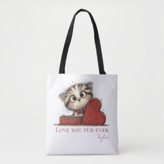 Personalized Love You Fur-Ever Cat Tote Bag Tasche