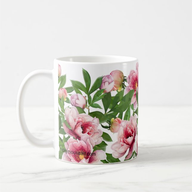 Personalized Low Poly Peony Coffee Mug Kaffeetasse (Links)