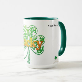 Personalized Lucky Shamrock Green Pattern  Tasse