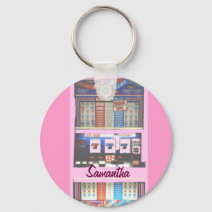 Personalized Lucky Slot Machine Keychain Pink Schlüsselanhänger