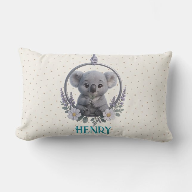 Personalized Lumbar Baby Pillow – Baby Koala Lendenkissen (Vorderseite)