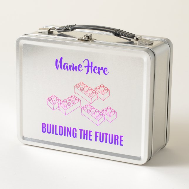 Personalized Lunchkins Building Bricks Lunch Box (Vorderseite)