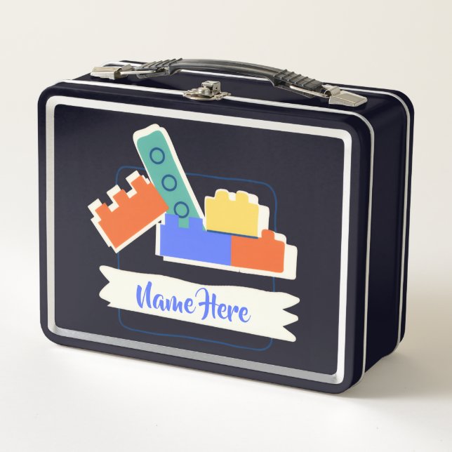 Personalized Lunchkins Building Bricks Lunch Box (Vorderseite)