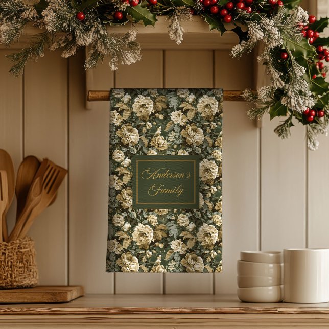 Personalized Lux Pastel Botanical Towel Kitchen Geschirrtuch (Personalized Lux Pastel Botanical Towel Kitchen)