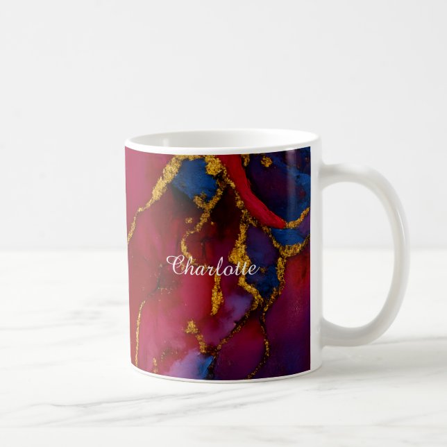 Personalized Luxury Marble Pattern Custom Name Mug Kaffeetasse (Rechts)
