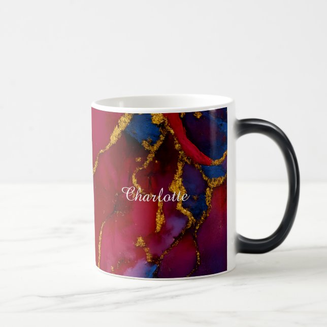 Personalized Luxury Marble Pattern Custom Name Mug Verwandlungstasse (Rechts)