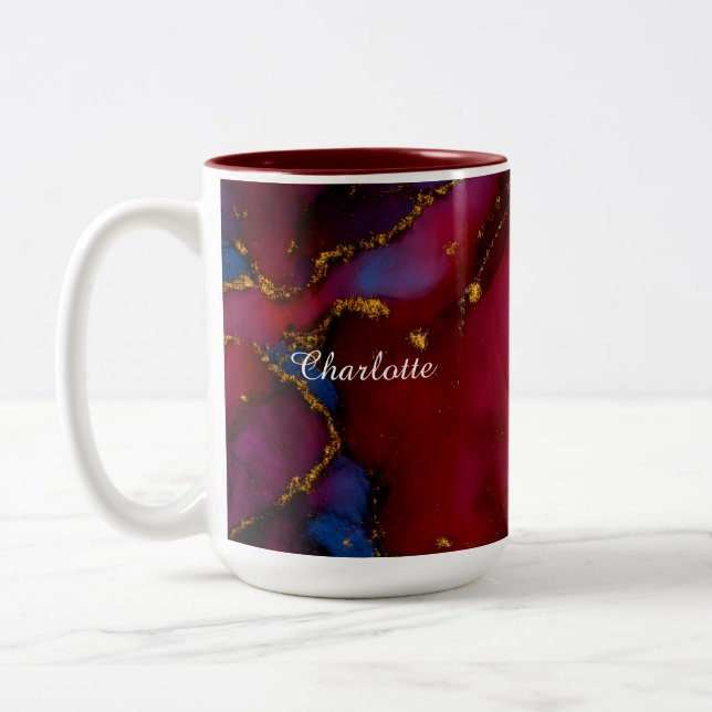 Personalized Luxury Marble Pattern Custom Name Mug Zweifarbige Tasse (Links)