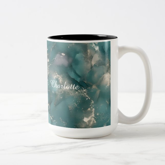 Personalized Luxury Marble Pattern Custom Name  Zweifarbige Tasse (Rechts)