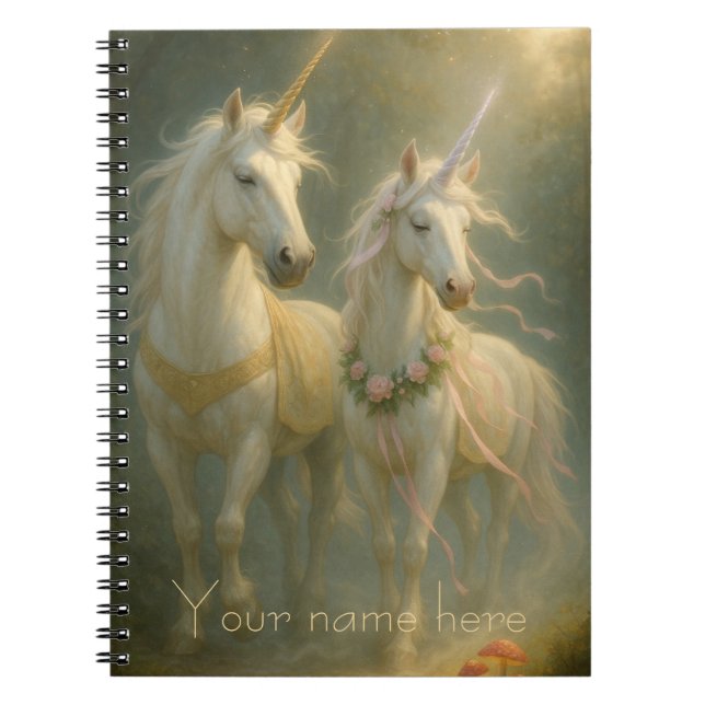 Personalized Magestic Unicorns forest sunrise Notizblock (Vorderseite)