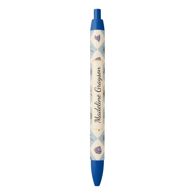 Personalized Magic Academy Wizard School Blue Kugelschreiber (Vorderseite Vertikal)