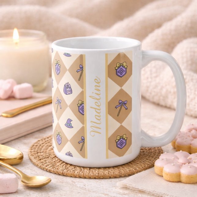 Personalized Magic Academy Wizard School Gold Kaffeetasse (Von Creator hochgeladen)
