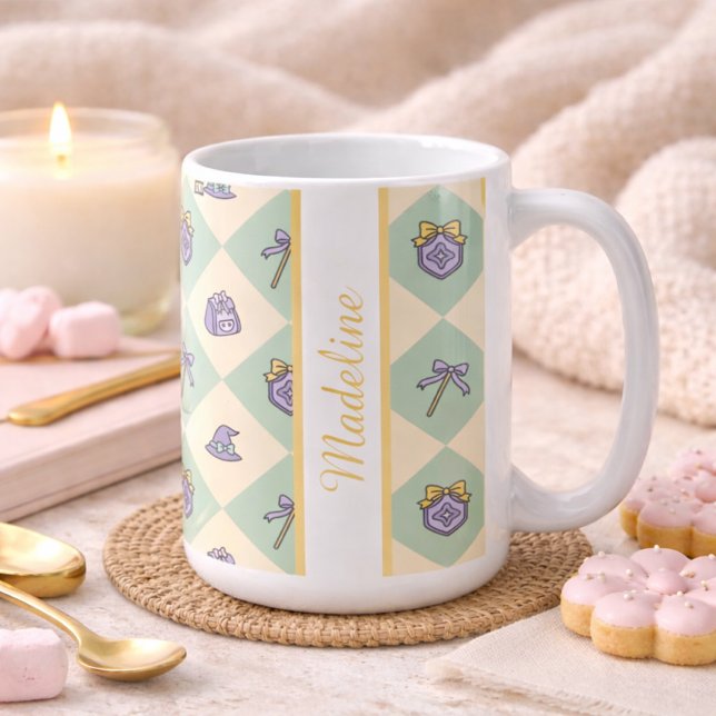 Personalized Magic Academy Wizard School Green Kaffeetasse (Von Creator hochgeladen)