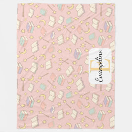 Personalized Magical Book Aesthetic Pattern Pink Fleecedecke