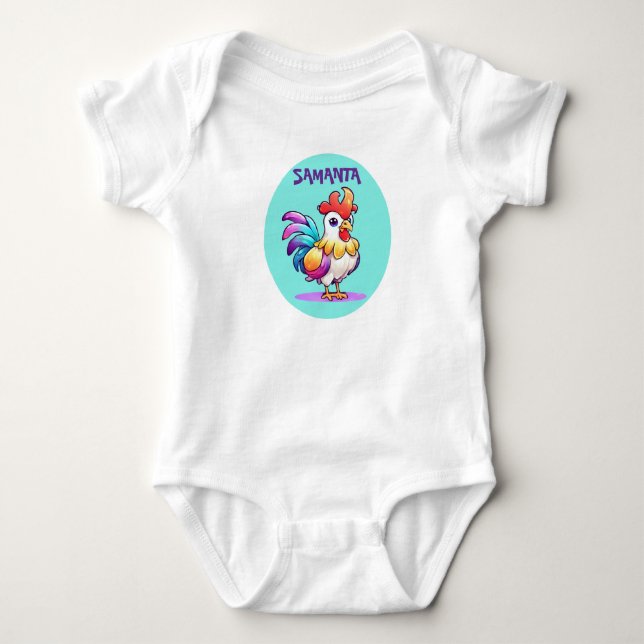 Personalized Magical Rooster Baby Bodysuit Baby Strampler (Vorderseite)