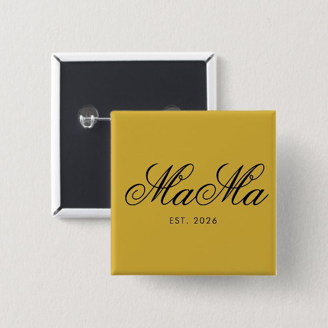 Personalized Mama Est Elegant Metallic Gold Button (Vorne & Hinten)