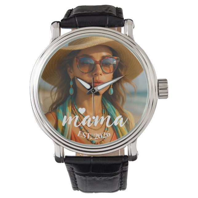 Personalized Mama Est Year Custom Gift For Mommy Armbanduhr (Vorderseite)