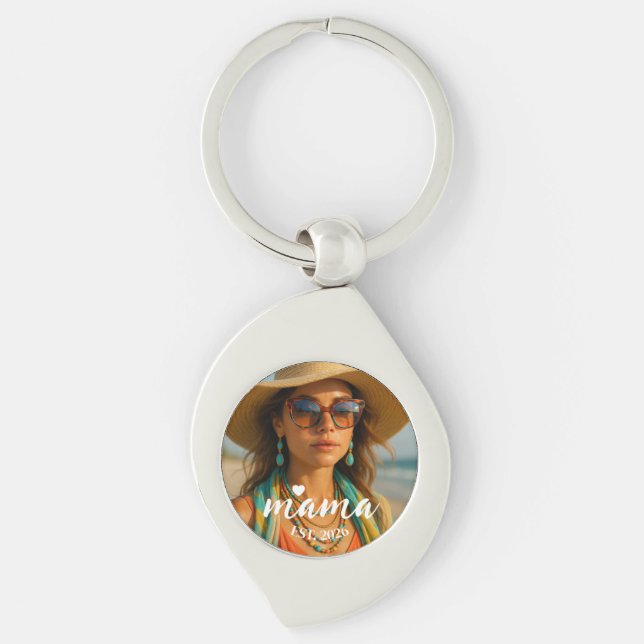 Personalized Mama Est Year Custom Gift For Mommy Schlüsselanhänger (Vorderseite)