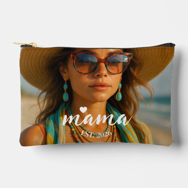 Personalized Mama Est Year Custom Gift For Mommy Zubehörtasche (Vorderseite)