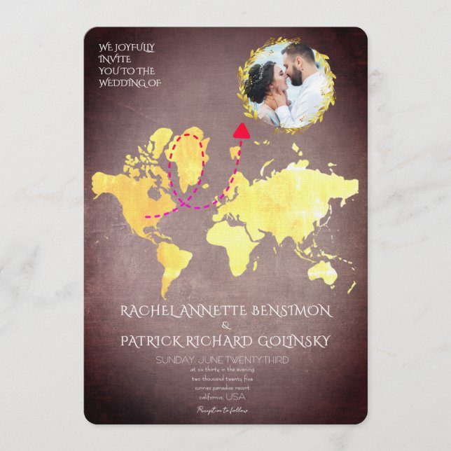 Personalized Map of Love Journey Wedding Einladung (Vorderseite)