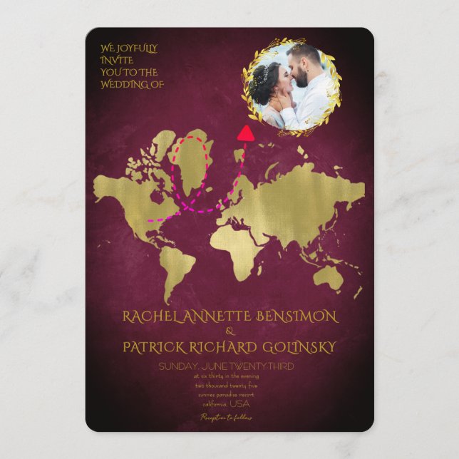 Personalized Map of Love Journey Wedding Einladung (Vorderseite)
