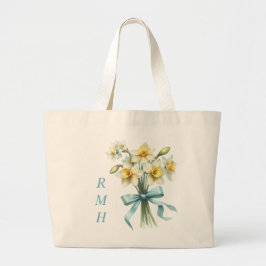 Personalized March Daffodil Tote Bag Jumbo Stoffbeutel