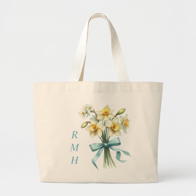 Personalized March Daffodil Tote Bag Jumbo Stoffbeutel (Vorne)