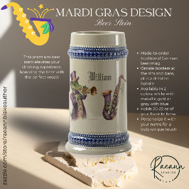 Personalized Mardi Gras Design Beer Stein Bierglas