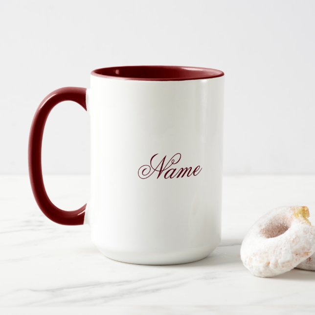 Personalized Maroon Combo Mug With Custom Name Tasse (Mit Donut)