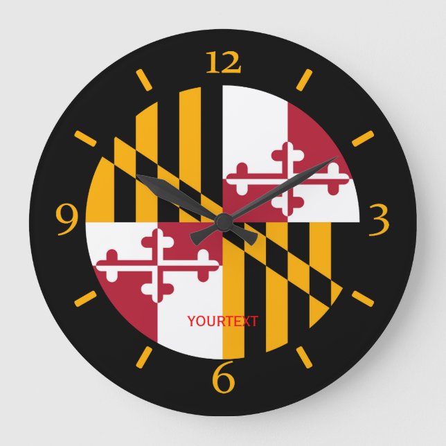 Personalized Maryland State Flag Design on Große Wanduhr (Vorderseite)