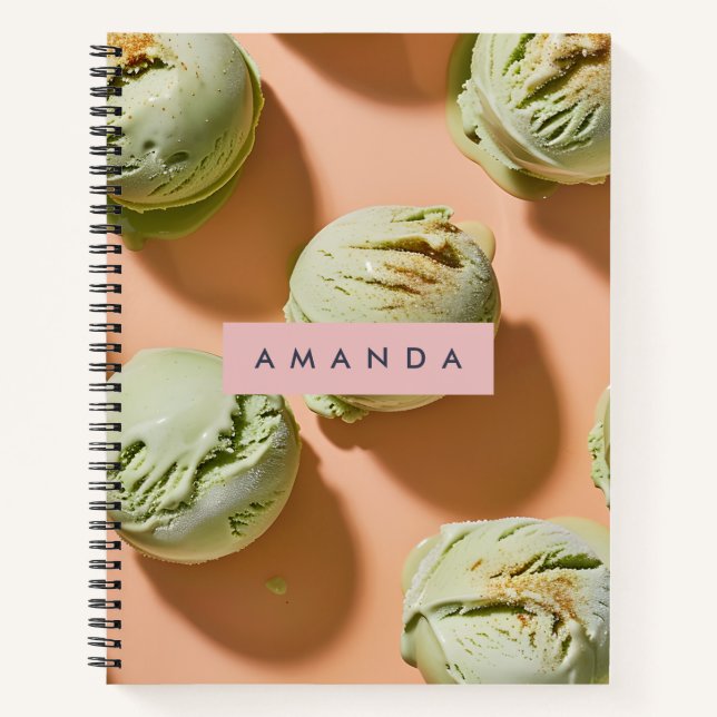 Personalized Matcha Ice Cream Scoop  Notizbuch (Vorderseite)