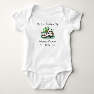 Personalized Matching First Mother’s Day Panda Baby Strampler