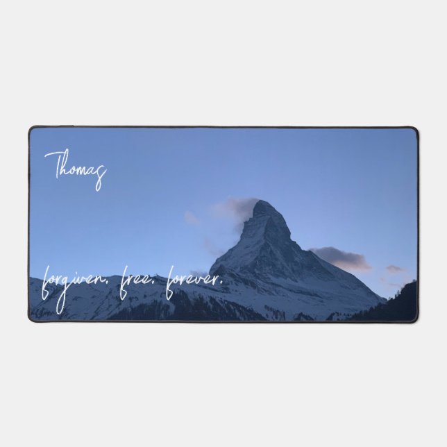 Personalized Matterhorn Photo Forgiven Christian  Schreibtischunterlage (Vorderseite)