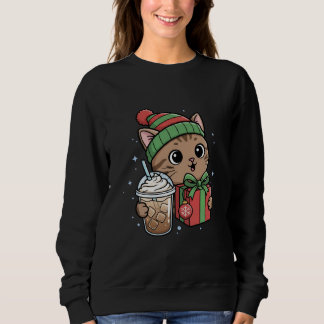 Personalized Meowy Christmas Cat Iced Coffee Sweat