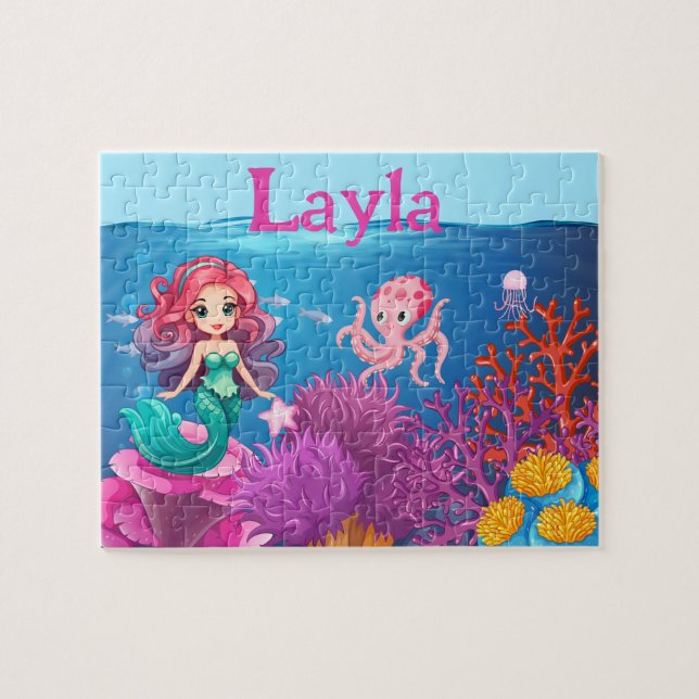 Personalized Mermaid Child Name Puzzle  (Horizontal)