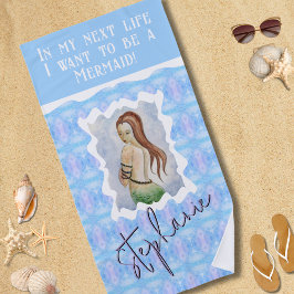 Personalized Mermaid Watercolor Boho  Strandtuch