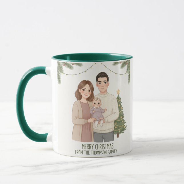 Personalized Merry Christmas Family Mug  (Gauche)