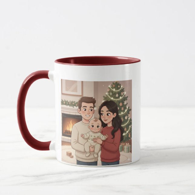 Personalized Merry Christmas Family Mug – Custom C (Gauche)