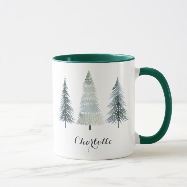 Personalized Merry Christmas Mug with Tree Design  Tasse (Rechts)