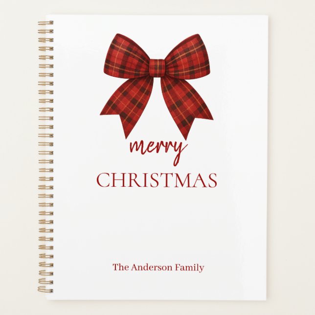 Personalized Merry Christmas | Red Plaid Bow (Devant)