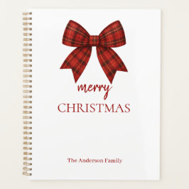 Personalized Merry Christmas | Red Plaid Bow Planer