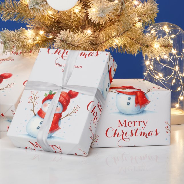 Personalized Merry Christmas Snowman Custom Year  Geschenkpapier (Feiertage)