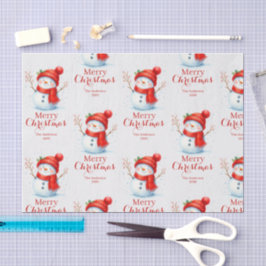 Personalized Merry Christmas Snowman Custom Year  Seidenpapier
