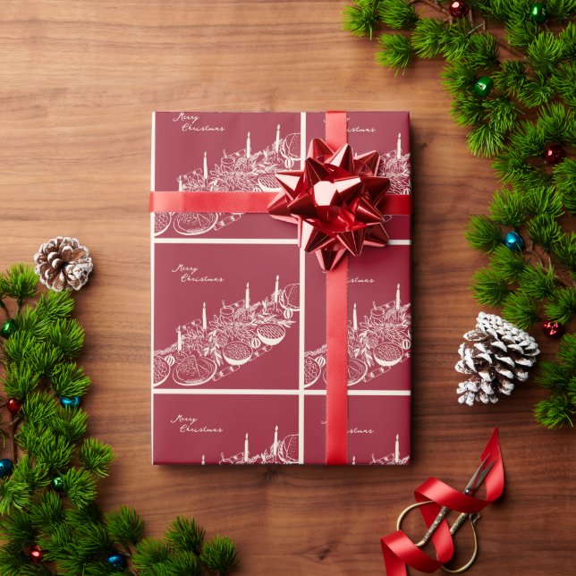 Personalized Merry Christmas Table Minimal Design  Geschenkpapier (Feiertagsgeschenk)