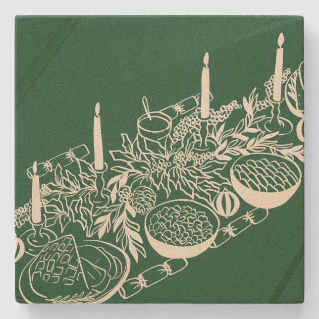 Personalized Merry Christmas Table Minimal Design Steinuntersetzer (Vorderseite)