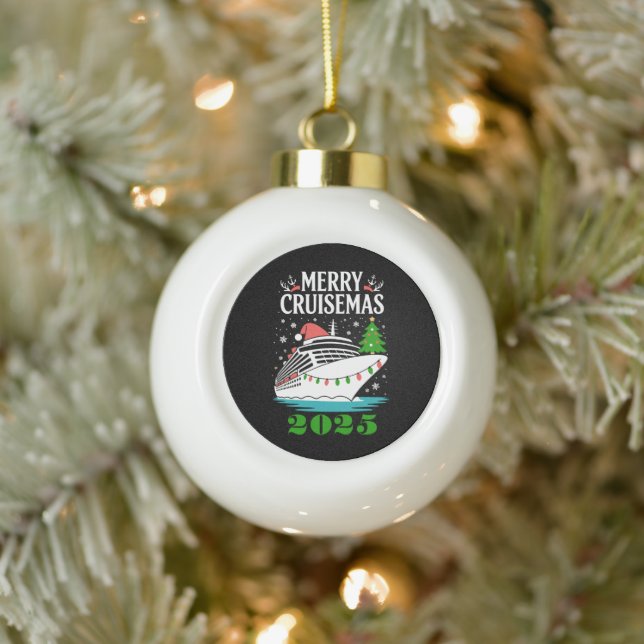 Personalized Merry Cruisemas Cruise Ship Family  Keramik Kugel-Ornament (Baum)