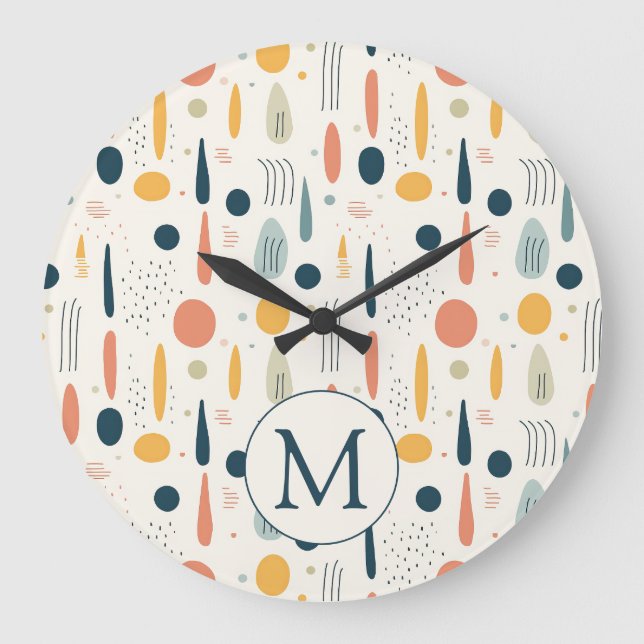 Personalized Minimal Abstract Boho Pastel Colors Große Wanduhr (Vorderseite)