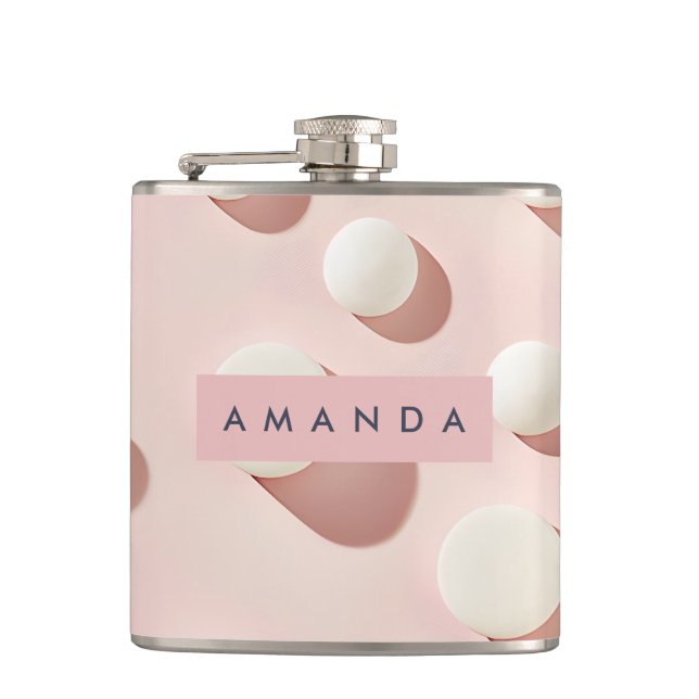 Personalized Minimal Blush Pink Circles Style Flachmann (Vorderseite)