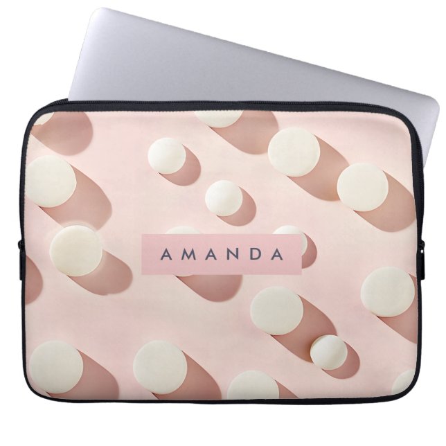 Personalized Minimal Blush Pink Circles Style Laptopschutzhülle (Vorderseite)