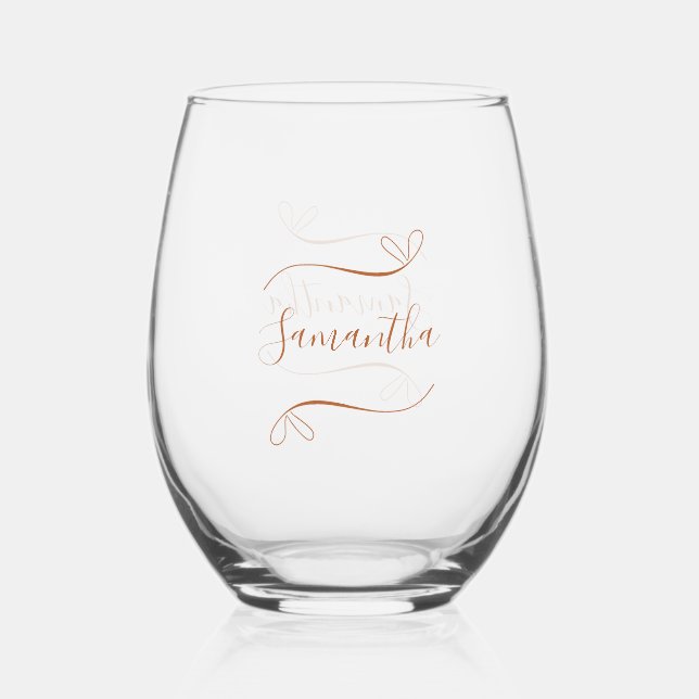 Personalized Minimal  Weinglas Ohne Stiel (Vorderseite)